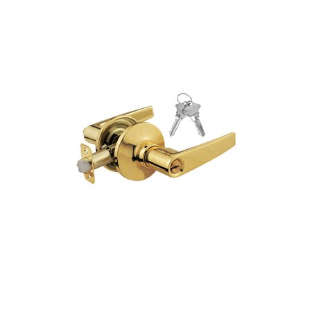 PREMIER LOCK Entry Door Lever Lock Set, Polished Brass LEV01X